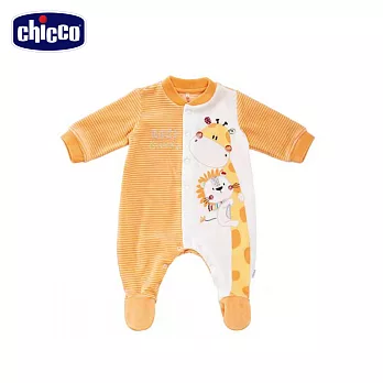 chicco-動物-條紋前開長袖兔裝3M黃色