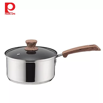 【日本珍珠金屬】不鏽鋼3層木紋片手不沾鍋(附鍋蓋)-18cm