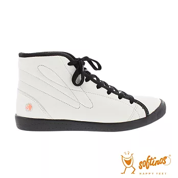 超軟牛皮高筒休閒鞋-白黑EU37白