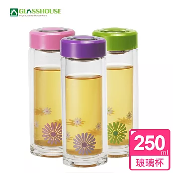 【Glasshouse】舒心玻璃泡茶隨行杯250ML(3色可選)粉色