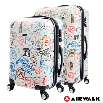 AIRWALK LUGGAGE - 精彩歷程 環郵世界行李箱20+28吋 二箱組(各地米白)