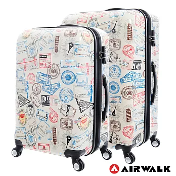 AIRWALK LUGGAGE - 精彩歷程 環郵世界行李箱24+28吋 二箱組(各地米白)