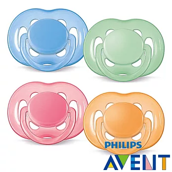 【PHILIPS AVENT】矽膠安撫奶嘴6~18M+粉彩系列(雙入)粉+橘