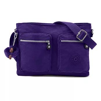 KIPLING 防水多口袋斜背包-紫色 (現貨+預購)紫色