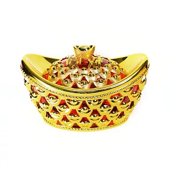 【摩達客】農曆春節新年 {金簍空金元寶糖果盒(中)} 擺飾/桌飾/收納盒