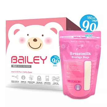 【韓國BAILEY貝睿】感溫母乳儲存袋-站立式 基本型180ml(90入)