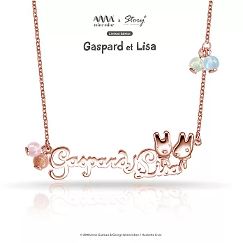 《麗莎和卡斯柏》經典字母天然寶石純銀項鍊(玫瑰)