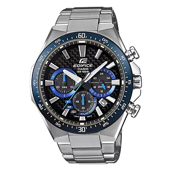 CASIO EDIFICE  三眼聚焦太陽能賽車腕錶-EQS-800CDB-1BVUDF