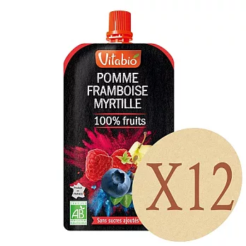 法國Babybio 有機優鮮果PLUS-蘋果、覆盆莓12包組