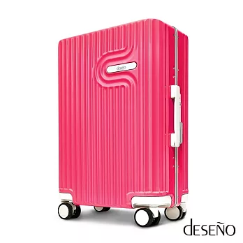 【U】Deseno - 棉花糖PC鏡面細鋁框行李箱(六色可選)28吋 - 玫紅