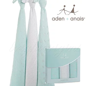 美國Aden+Anais 純棉金葱包巾(三入裝) 清星綠4503