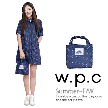 【w.p.c】2 way袖子可折。時尚雨衣/風衣(R9001)(深藍點點)