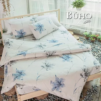 《BUHO》雙人加大四件式精梳純棉床包被套組《韶華清雲》