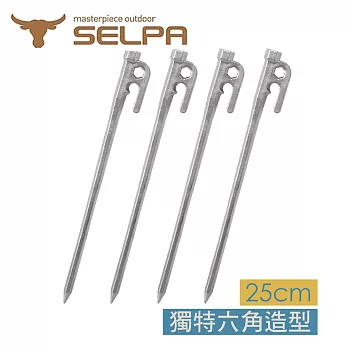 【韓國SELPA】頂級不鏽鋼六角營釘/帳篷釘/露營/登山(25cm/四入)