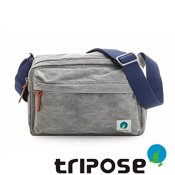 tripose 石蠟尼龍雙拉鍊斜背包 灰色