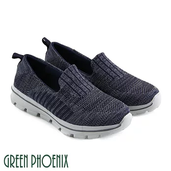 ◤Green Phoenix◥雙彩撞色織布平底輕量休閒男鞋EU41藍色