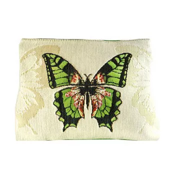Art de Lys法國原裝 5530B綠蝴蝶/白色背景/雙面中型化妝包20x25