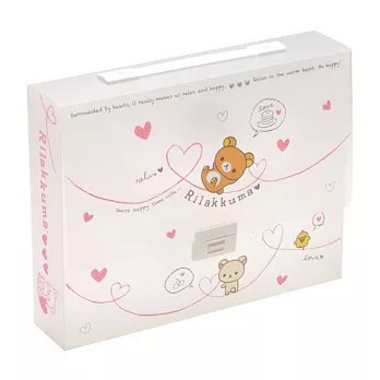 San-X 拉拉熊紅粉愛心系列手提收納文件盒。厚款