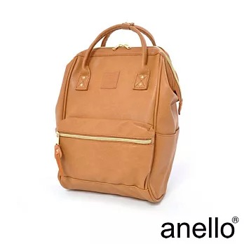 anello 輕質皮革口金後背包 駝色 M尺寸