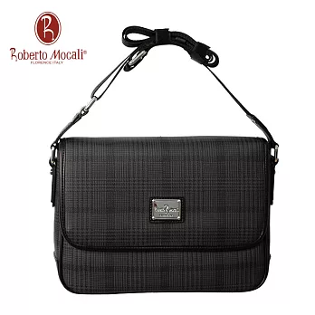義大利《Roberto Mocali》英倫千鳥前蓋側背包_橫(大)(RM-80107)
