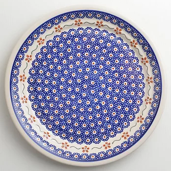 波蘭陶 紅點藍花系列 圓形餐盤 25cm 波蘭手工製