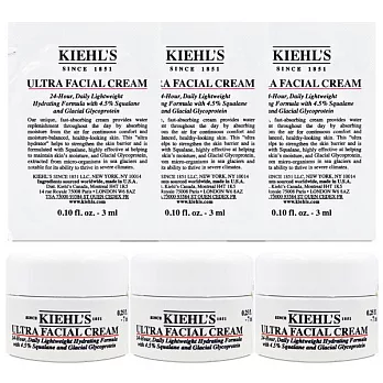 Kiehl&rsquo;s 契爾氏 冰河醣蛋白保濕霜 7mlX3入加碼送 3mlX3包(百貨專櫃貨)