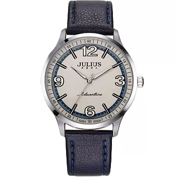 JULIUS聚利時 無限旅程立體數字皮錶帶腕錶-五色/40mm深藍