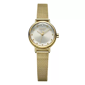 JULIUS聚利時  浪漫風采點鑽米蘭帶腕錶-金色/23.5mm金色