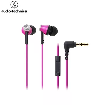 日本鐵三角Audio-Technica耳道式耳麥即耳機麥克風含立體聲麥克風ATH-CK330iS粉色 粉色