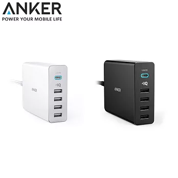 美國Anker PowerPort+ 5孔 60W充電器A2053521白色/A2053511黑色白色