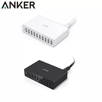 美國Anker 60W 10-Port USB Wall Charger 10孔充電器 A2133511黑色/A2133521白色白色