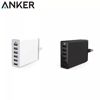 美國Anker 60W 6-Port USB Wall Charger 6孔充電器 A2123513黑/A2123523白白色