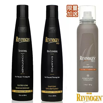 【買就送 REVIVOGEN立髮健】第三代鋸棕櫚BIO賦活洗護組(洗髮乳*1+護髮素*1 送乾洗髮*1)