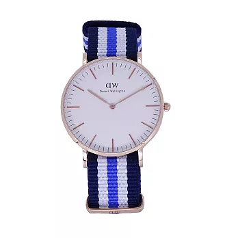 DW Daniel Wellington 經典中的珍貴收藏時尚優質帆布式腕錶-白面+金殼/36mm-0509DW