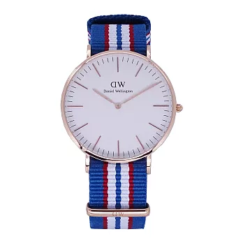 DW Daniel Wellington 經典中的珍貴收藏時尚優質帆布式腕錶-白面+金殼/40mm-0113DW