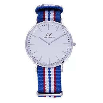 DW Daniel Wellington 經典中的珍貴收藏時尚優質帆布式腕錶-白面+銀殼/40mm-0213DW