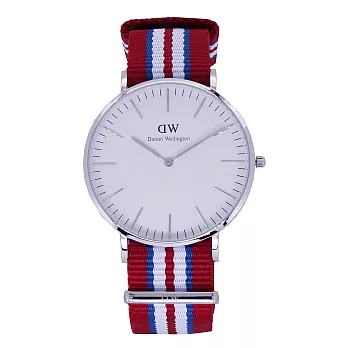 DW Daniel Wellington 經典中的珍貴收藏時尚優質帆布式腕錶-白面+銀殼/40mm-0212DW