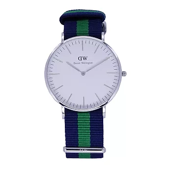 DW Daniel Wellington 經典中的珍貴收藏時尚優質帆布式腕錶-白面+銀殼/40mm-DW00100019