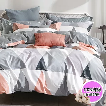 【eyah宜雅】百分百40支寬幅精梳純棉雙人床包枕套三件組-陽光森巴