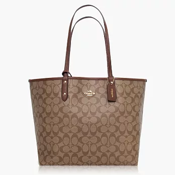 COACH 實搭耐用　PVC / 手提 / 肩背托特包(雙面使用)_卡其駝