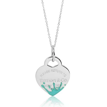 Tiffany&Co. Return to Tiffany 愛心刻字色彩水花造型純銀項鍊