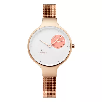 OBAKU 摩登女性奢華腕錶-玫瑰金-V201LDVWMV-O