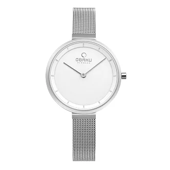 OBAKU 現代極簡經典女性腕錶-銀-V225LXCIMC