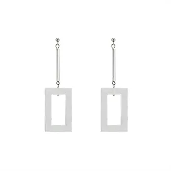 Snatch 透明系微光方框長鍊手作耳環 / Snatch Little Light Frame Earrings - Transparent