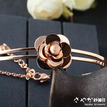 【Sayaka紗彌佳】鏡花水月系列山茶花造型玫瑰金鋼飾手鍊