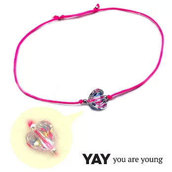 YAY You Are Young 法國品牌 Chateau 白水晶愛心手鍊 桃紅色