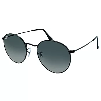 【RayBan 雷朋】RB3447N-002/71-53 復古圓框太陽眼鏡(#黑框漸層綠鏡面)