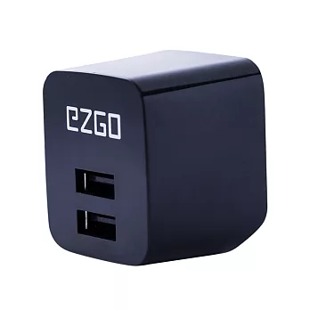 EZGO 雙USB 可折疊 2.4A BSMI認証 急速充電器/曜石黑