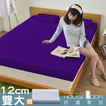 【House Door 好適家居】日本大和防螨抗菌表布12cm記憶床墊舒眠組-雙大6尺魔幻紫