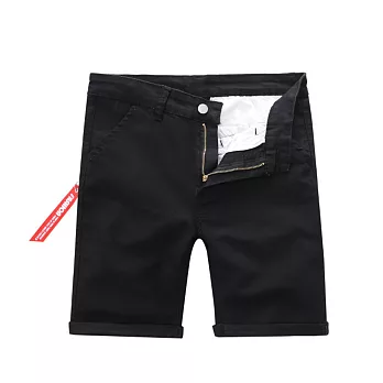 BuyGlasses 拉鍊標籤素面基本休閒短褲 BTSN420730黑